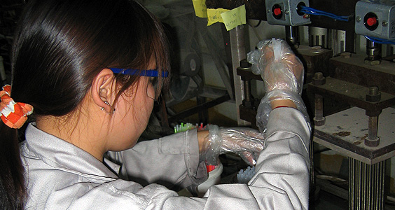 Glow bracelets placed into an air cushion bag